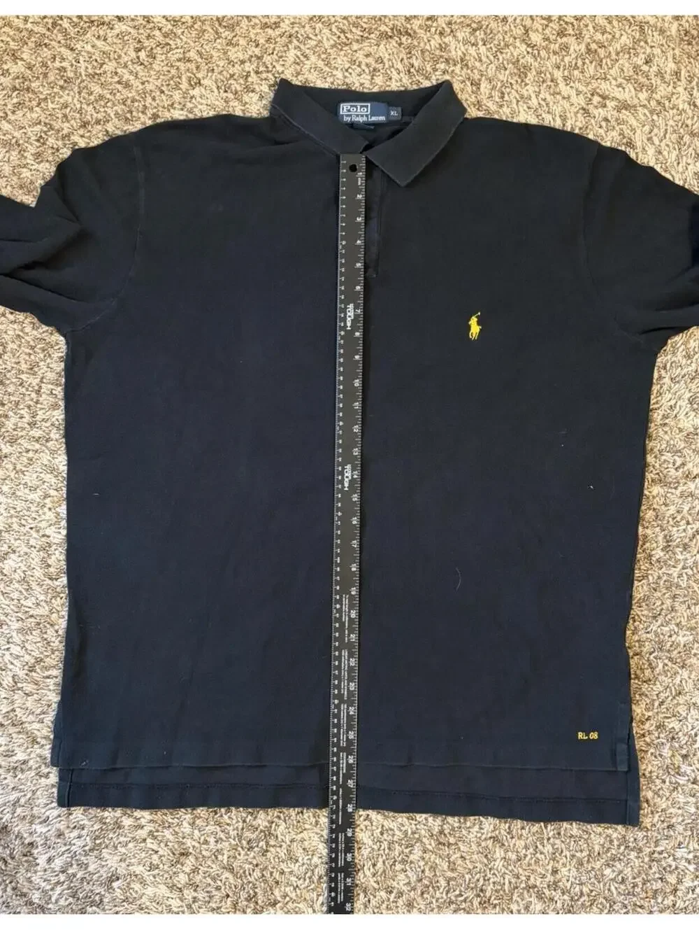 Polo Ralph Lauren RL08 Black Yellow Pony Long Sleeve Polo Shirt Men’s Size XL